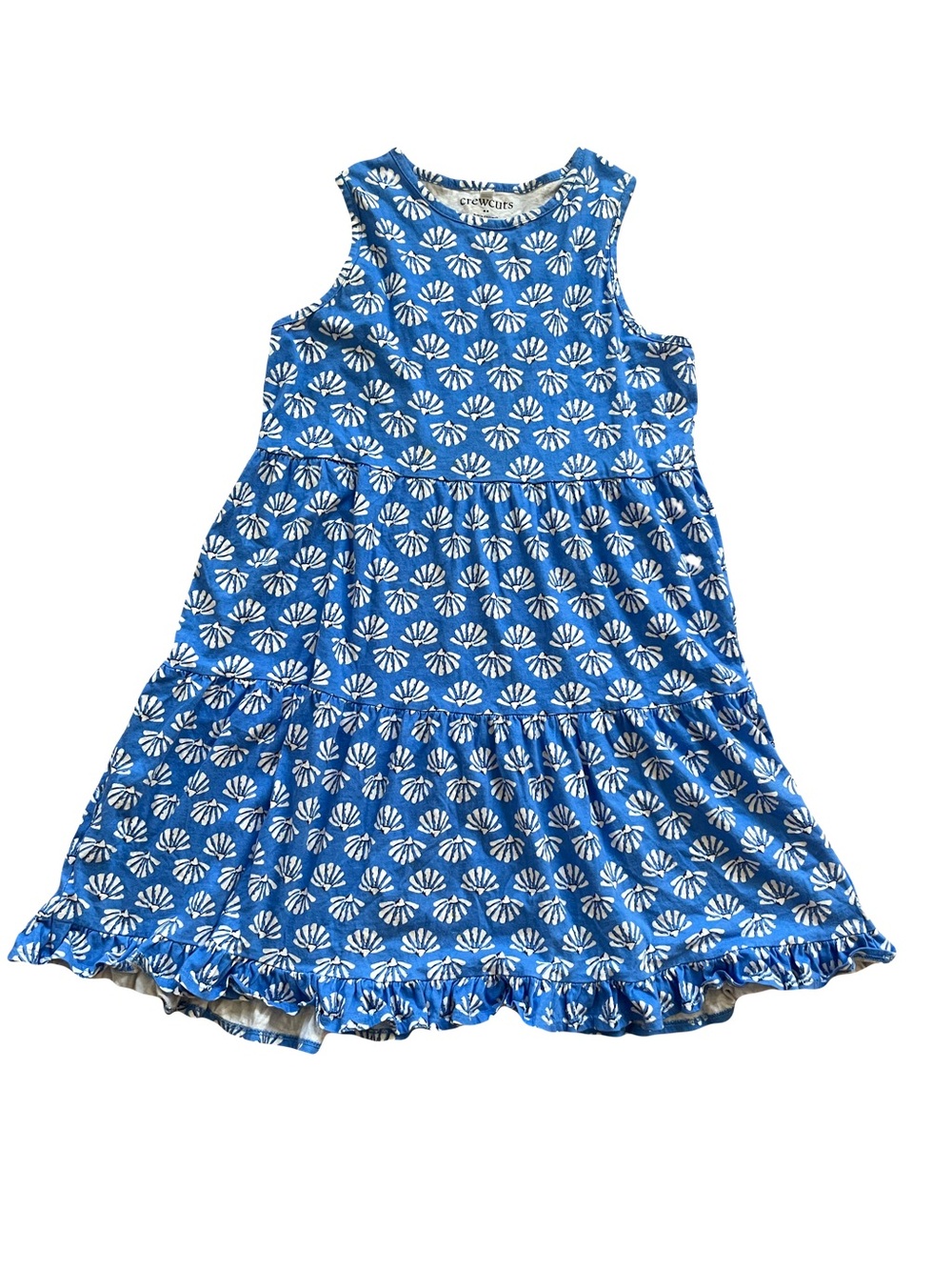 Crewcuts Blue Shell-Pattern Tiered Sleeveless Dress